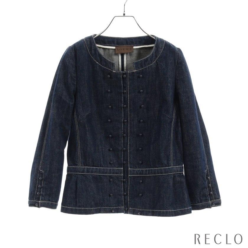 正規品 激安 ロエベ Loewe デニムジャケット ノーカラー インディゴブルー レディース 送料無料即日出荷 Www Superavila Com