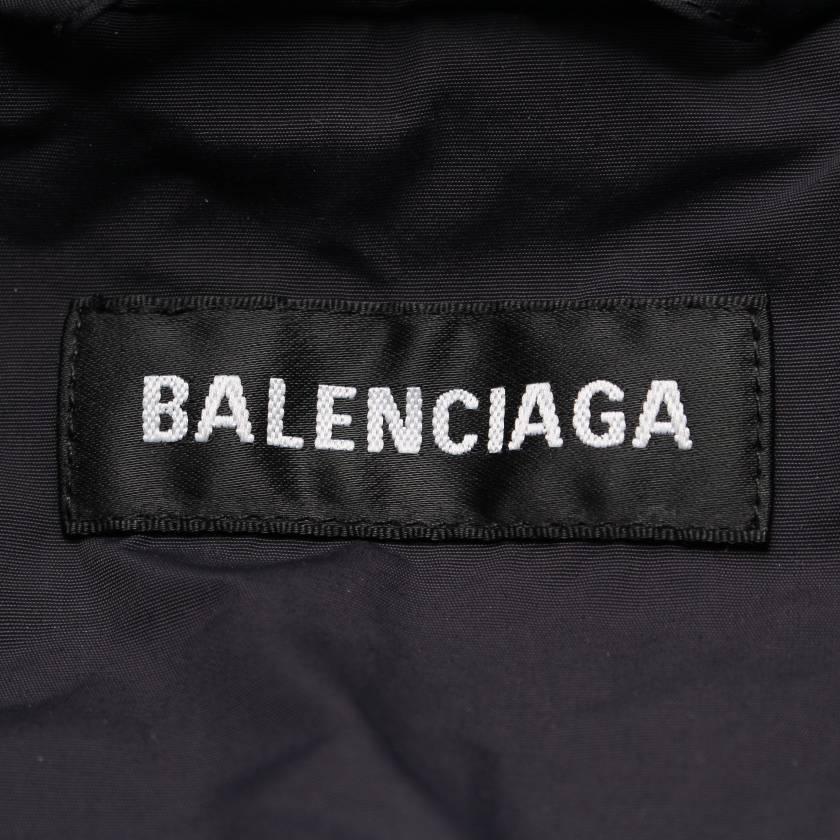 バレンシアガ BALENCIAGA ジップアップ ナイロンジャケット ロゴ刺繍 ダークネイビー レッド 602278 メンズ 中古