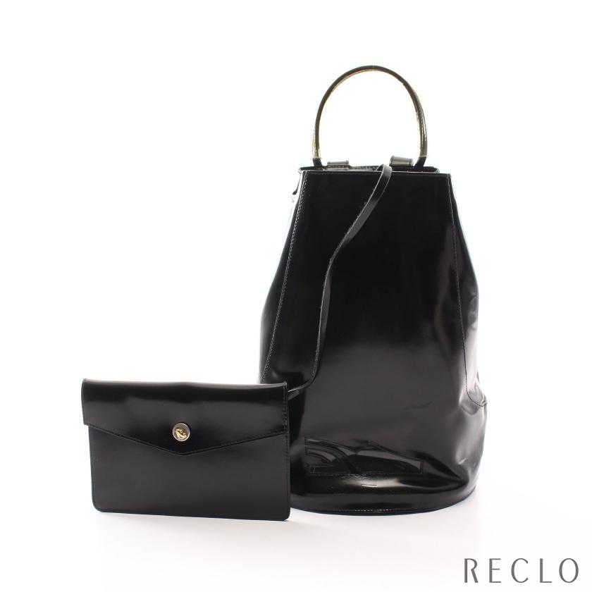 サルヴァトーレ フェラガモ Salvatore ビニール Ferragamo バックパック リュックサック レザー Ferragamo ビニール バッグ ブラック レディース 21 クリア Recloヤフーショップ 中古 6238 ポーチ付き