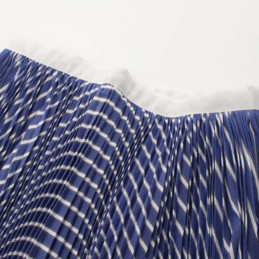 サカイ Sacai スカート ブルー ホワイト プリーツ スリット SCW-006