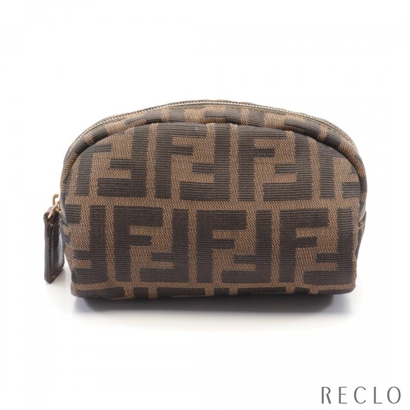 FENDI フェンディ ズッカ ポーチ キャンバス×レザー