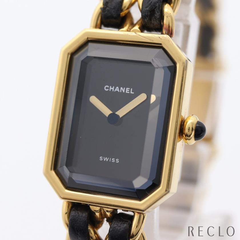 シャネル CHANEL プルミエール M レディース 腕時計 クオーツ GP レザー ゴールド ブラック ブラック文字盤 H0001 レディース 中古 :817274:RECLOヤフーショップ 通販 シャネル CHANEL 時計 レディース ブランド プルミエール クオーツ QZ GPレザー Lサイズ H0001 ゴールド ブラック