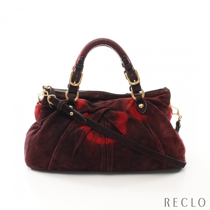 ミュウミュウ miu miu ハンドバッグ スエード レザー ボルドー レッド