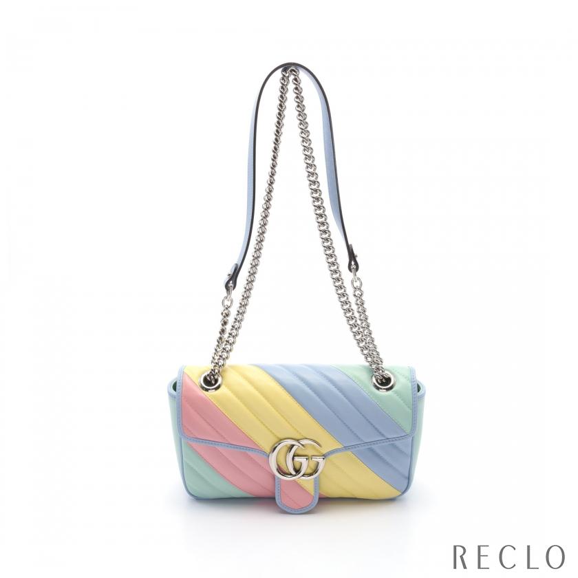 メーカー直送】 GUCCI GGマーモント チェーンショルダー ショルダーバッグ グッチ GUCCI マーモント ショルダーバッグ ブルー レディース 中古