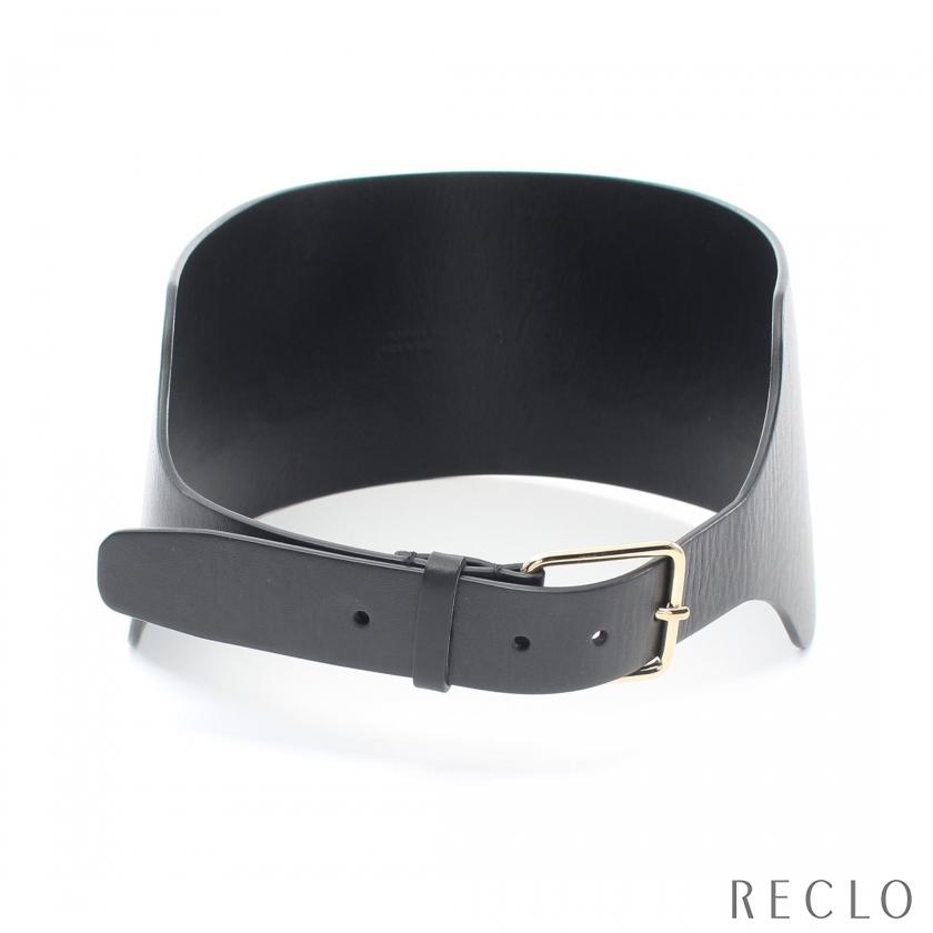 ジルサンダー JIL SANDER ワイド ベルト レザー ブラック ロゴ型押し