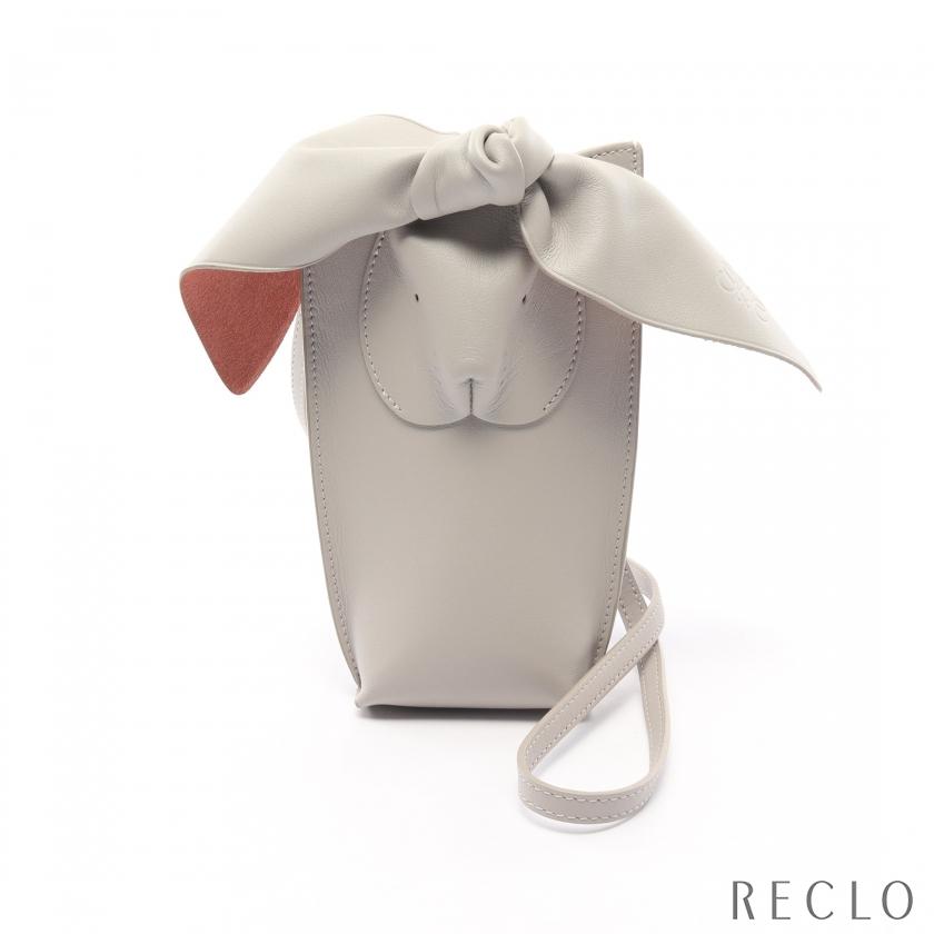 ロエベ LOEWE バニーポケット ショルダーバッグ レザー グレー
