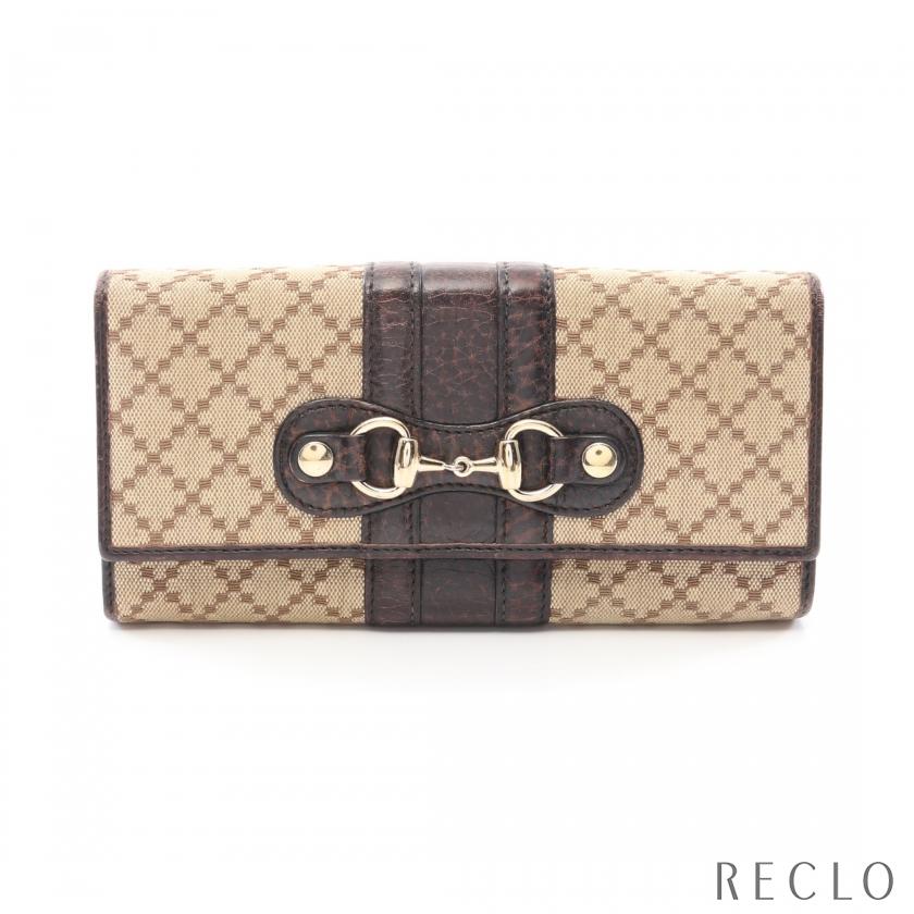 グッチ GUCCI ディアマンテ ホースビット 二つ折り長財布 キャンバス