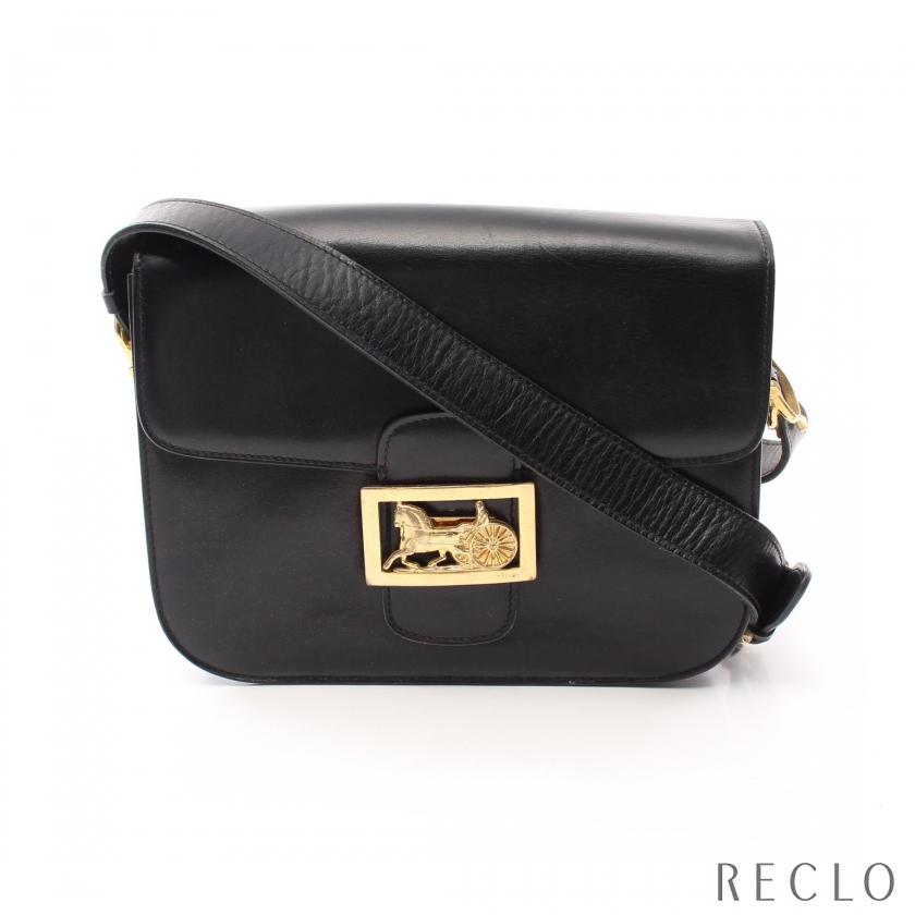 セリーヌ CELINE ショルダーバッグ レザー ブラック 馬車金具