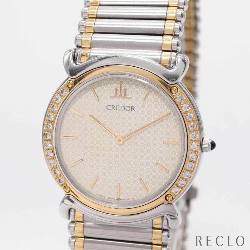 クレドール CREDOR リネアクルバ メンズ 腕時計 クオーツ SS K18YG シルバー イエローゴールド アイボリー文字盤 ダイヤベゼル  5A74-0190 メンズ 中古 :838798:RECLOヤフーショップ - 通販 - Yahoo!ショッピング