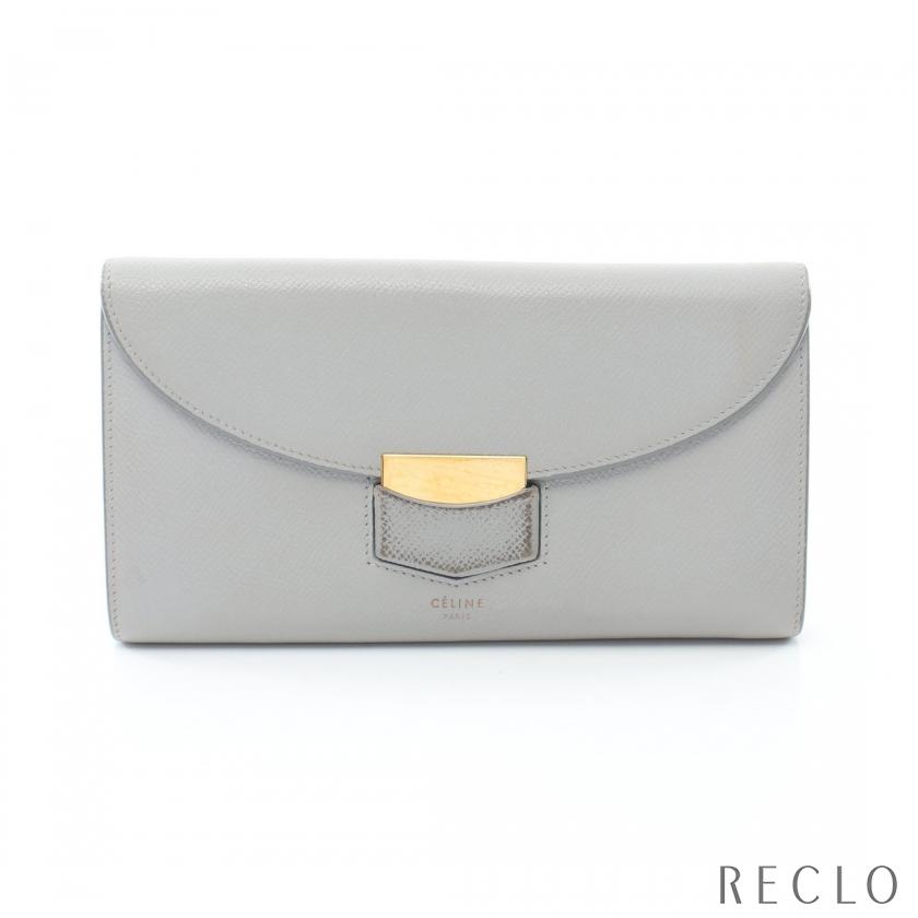 セリーヌ CELINE トロッター 長財布 レザー ライトグレー レディース 