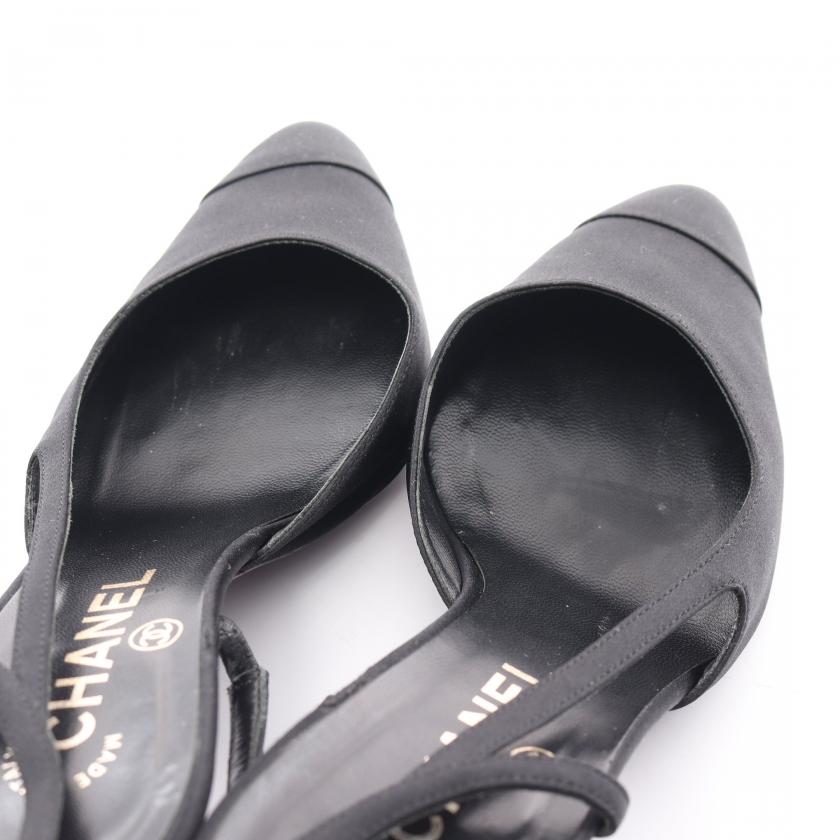 CHANEL シャネル パンプス サテン ブラック レディース 中古 CHANEL シャネル パンプス サテン ブラック レディース 中古