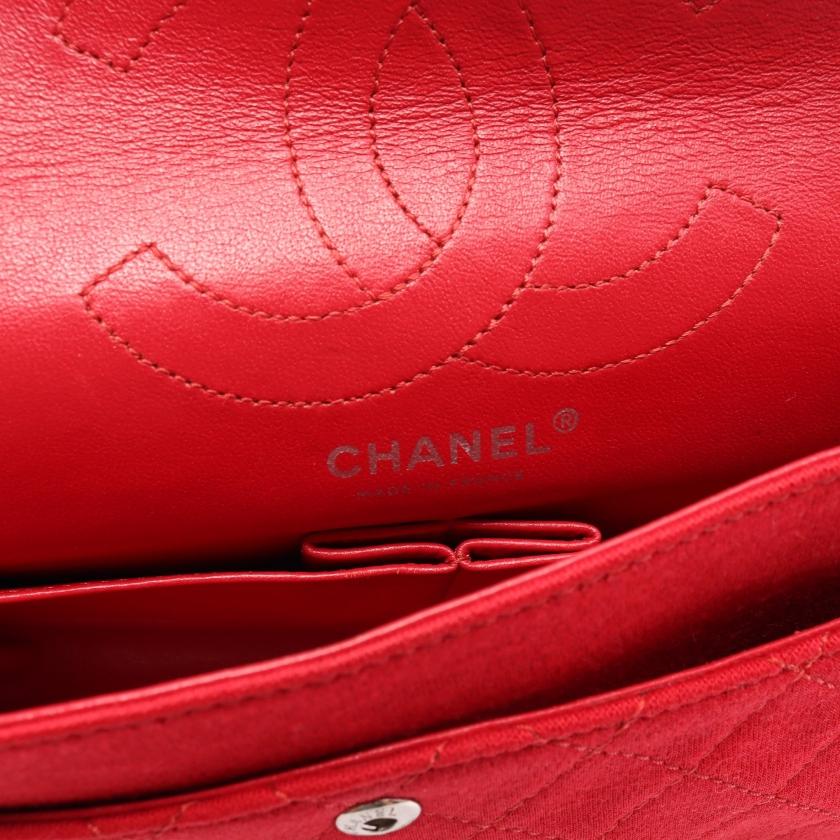 シャネル CHANEL 2.55 マトラッセ Wフラップ Wチェーンショルダーバッグ キャンバス レッド シルバー金具 レディース 中古｜reclo-as-shopping｜04