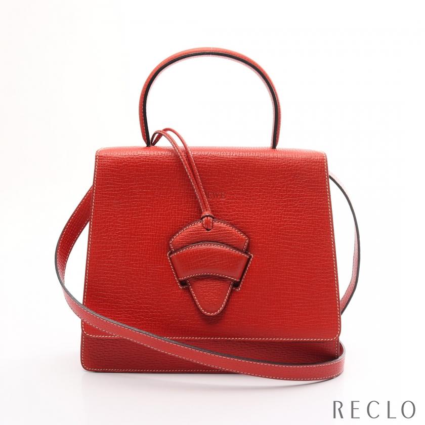ロエベ LOEWE BARCELONA バルセロナ ハンドバッグ レザー レッド 2WAY 