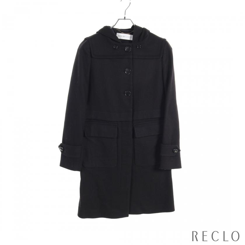 シーバイクロエ See by Chloe コート ウール ブラック フード付き 