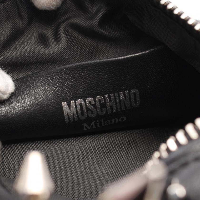 モスキーノ MOSCHINO ライダース バックパック リュックサック レザー ブラック スパイクスタッズ 2WAY レディース 中古｜reclo-as-shopping｜04