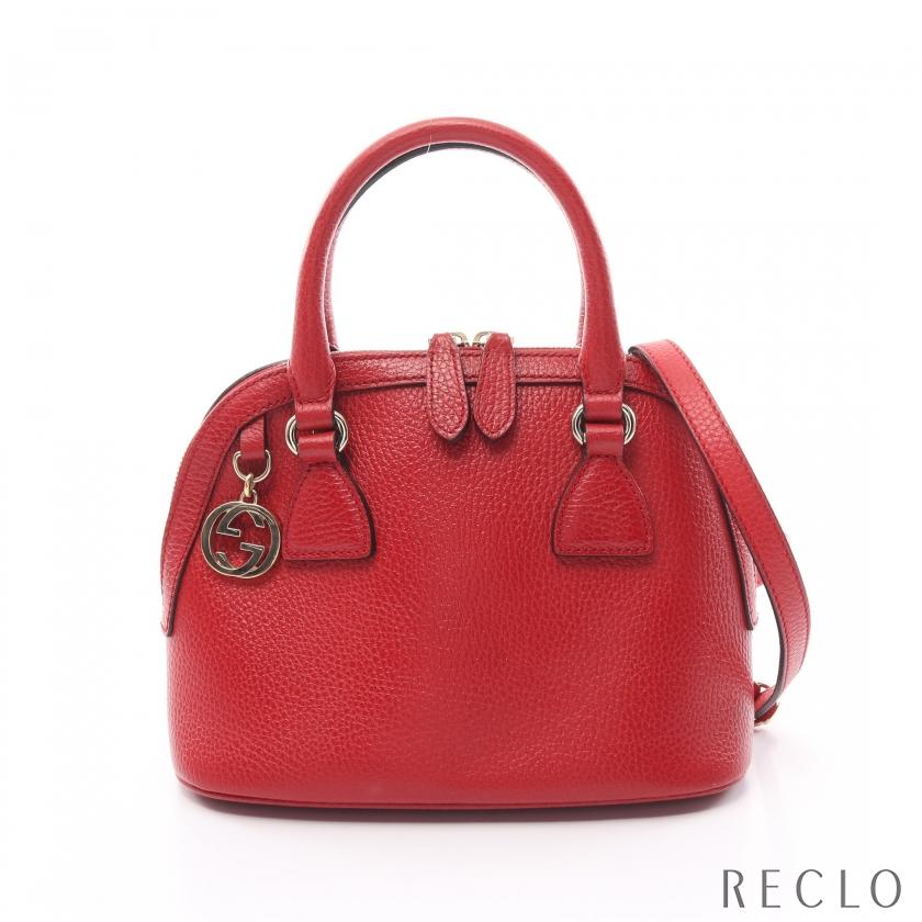 グッチ GUCCI インターロッキング G ハンドバッグ レザー レッド 2WAY 