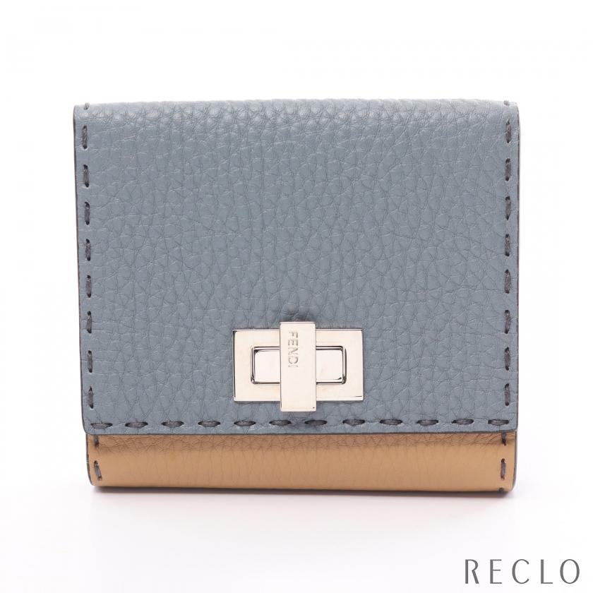 フェンディ FENDI ピーカブー セレリア 二つ折り財布 レザー ブルー  