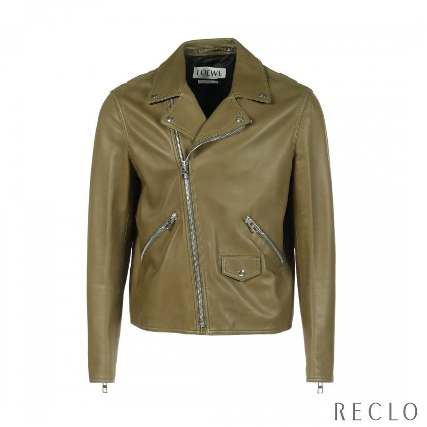 ロエベ LOEWE ライダースジャケット レザー カーキグリーン H1258140AV 