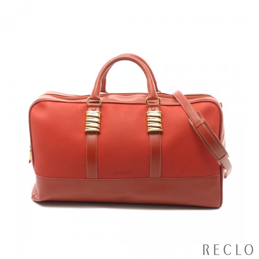 ロエベ LOEWE ベラスケス ボストンバッグ ヌバック レザー レッド 