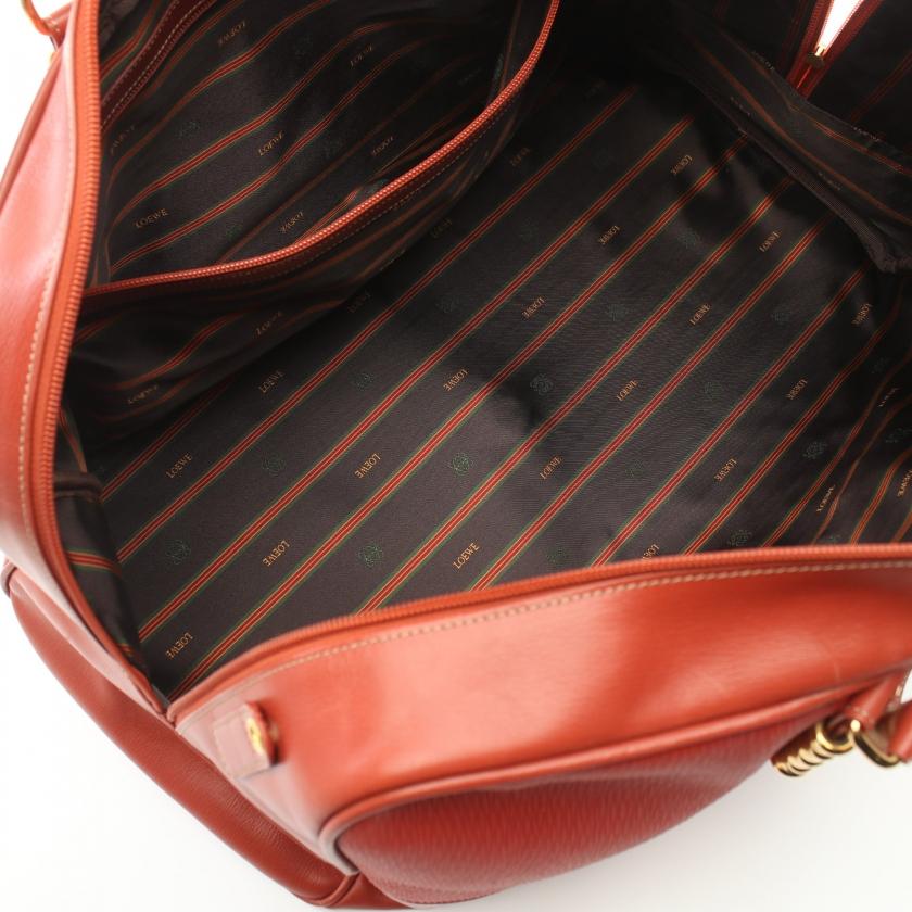 ロエベ LOEWE ベラスケス ボストンバッグ ヌバック レザー レッド 