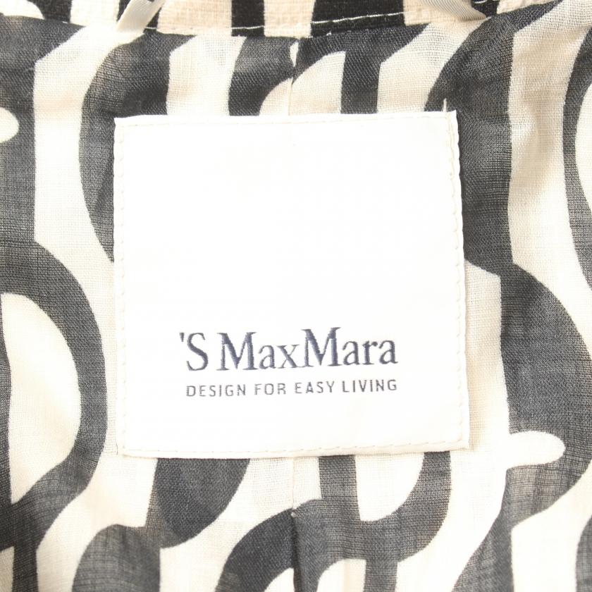 エスマックスマーラ S Max Mara コート 総柄 コットン オフホワイト ブラック レディース 中古｜reclo-as-shopping｜03