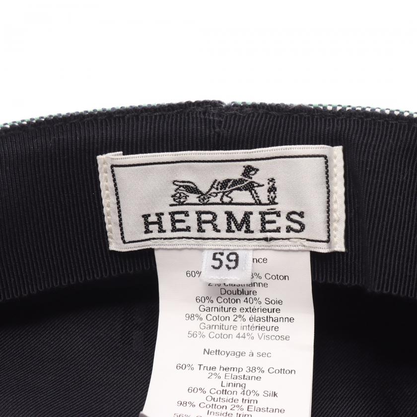 エルメス HERMES キャスケット 帽子 セリエボタン コットン ネイビー グリーン レディース 中古｜reclo-as-shopping｜04