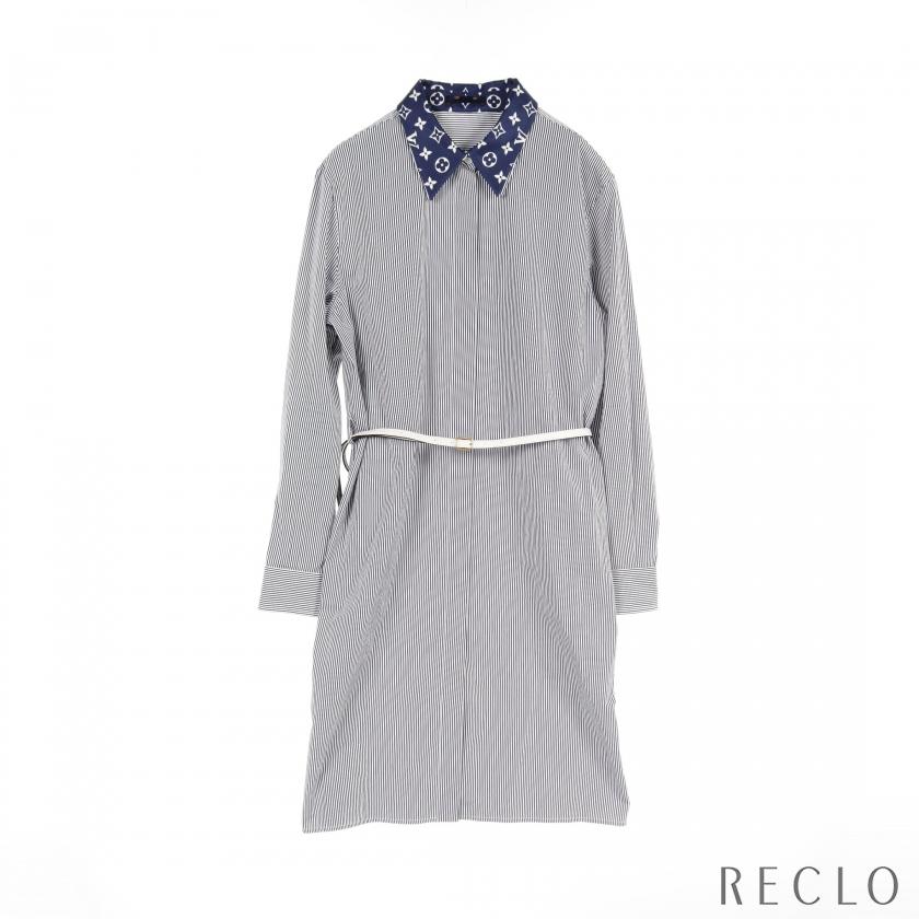 ルイヴィトン LOUIS VUITTON シャツワンピース ストライプ コットン  