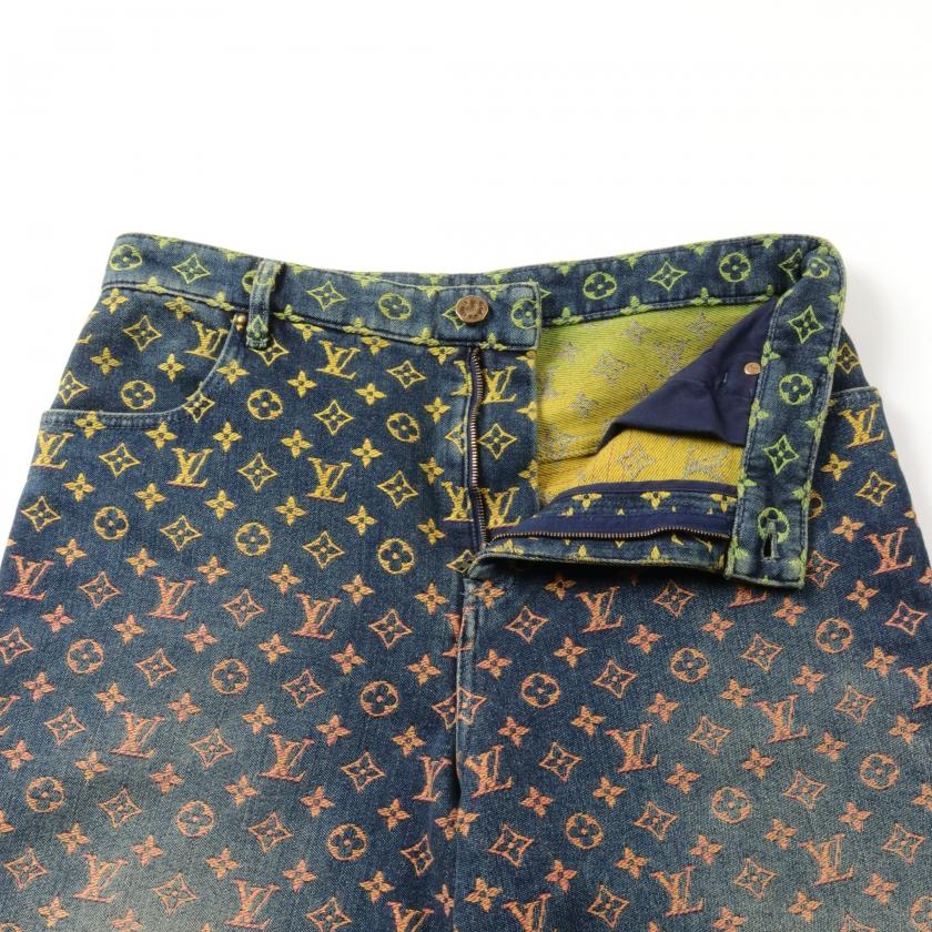 ルイヴィトン LOUIS VUITTON レインボーモノグラム ハーフ デニム 