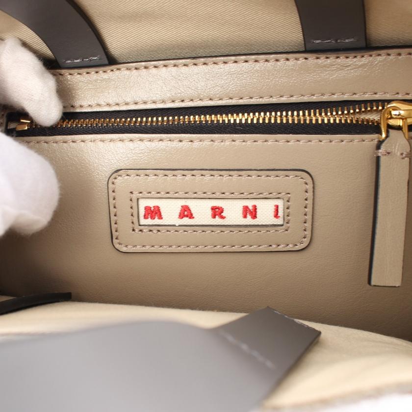 マルニ MARNI MUSEO SOFT MINI BAG ハンドバッグ レザー ハラコ グレーベージュ イエローブラウン 2WAY SHMP0040U7 レディース 中古｜reclo-as-shopping｜04