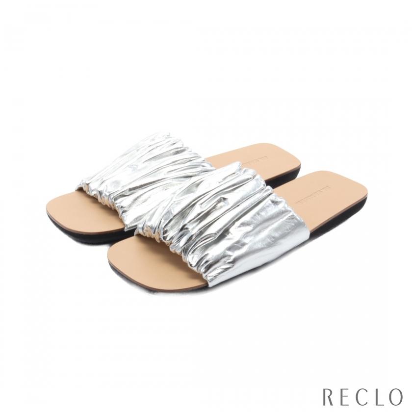 ジルサンダー JIL SANDER スライドサンダル レザー シルバー  