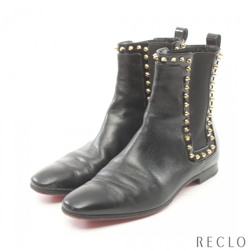 クリスチャンルブタン スタッズ レザー サイドゴアブーツ EU35.5