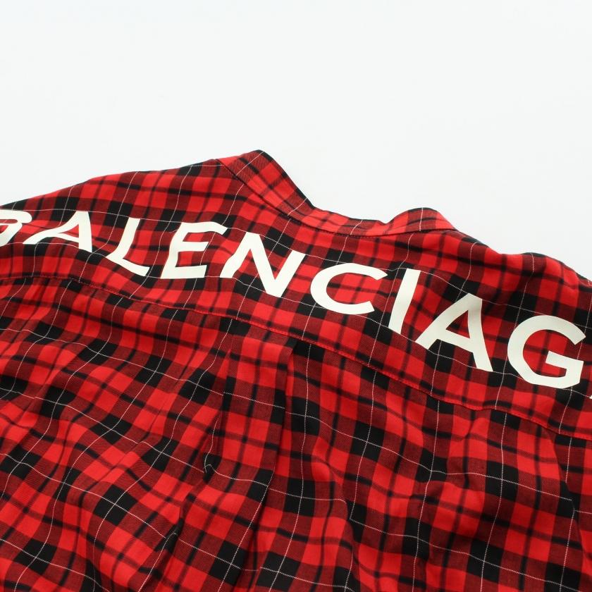 BALENCIAGA バレンシアガ バックロゴプリント ボウタイ チェックシャツ BALENCIAGA バレンシアガ バックロゴプリント ボウタイ チェック