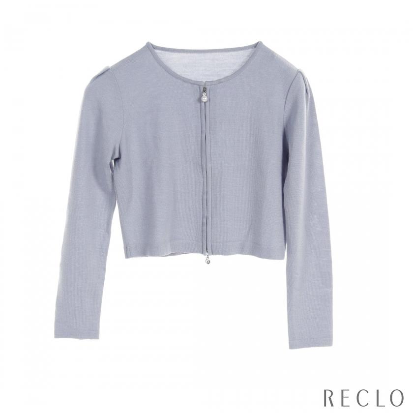 Rene（ルネ） ジップアップ カーディガン ウール ライトブルー