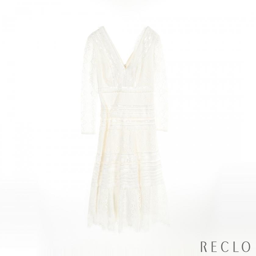 タダシショージ TADASHI SHOJI Tiered Lace Fringe Midi Dress ドレス  