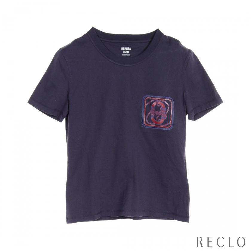 エルメス HERMES シェーヌダンクル Tシャツ エンボスプリント コットン 