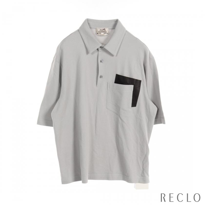 エルメス HERMES ポロシャツ コットン カシミヤ ラムレザー ライト