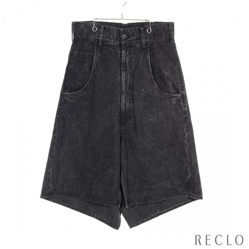 リミフゥ LIMI feu デニムスカート コットン ブラック ブリーチ加工 LD  
