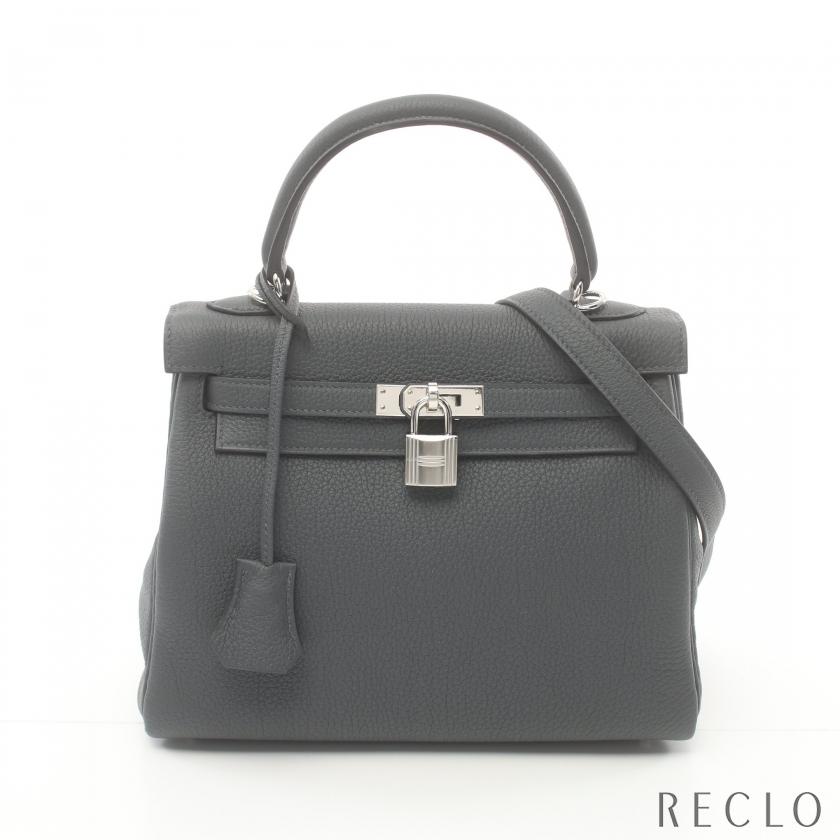 エルメス HERMES ケリー25 グリミスティ ハンドバッグ トゴ グレー 