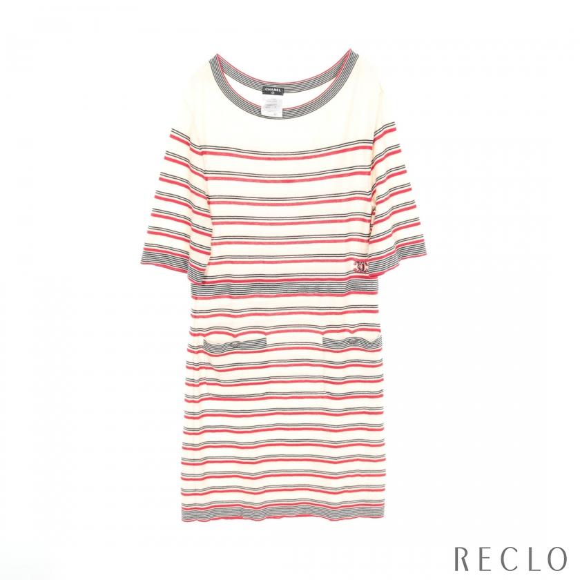 CHANEL シャネル ココマーク ニットワンピース ボーダー ウール  