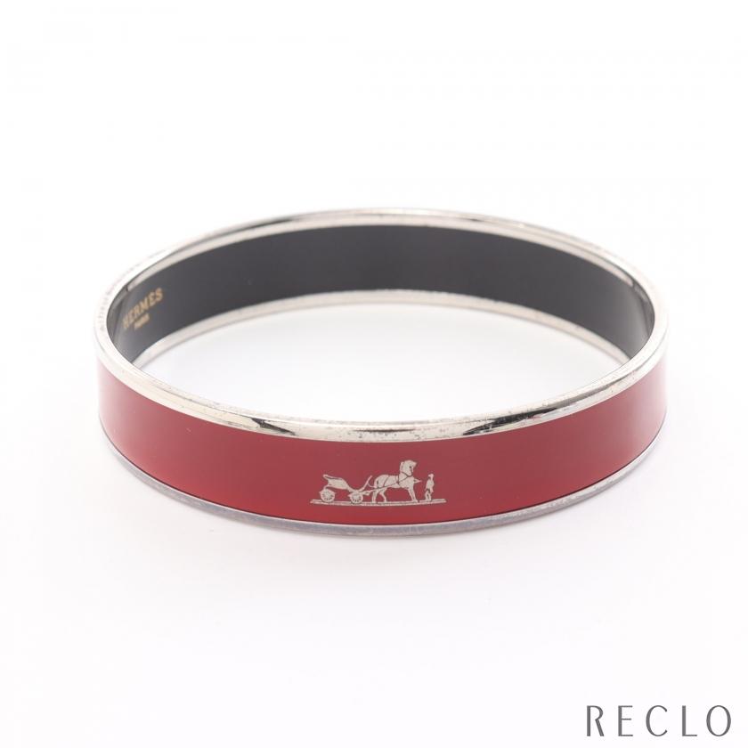 HERMES エルメス エマイユPM バングル 七宝 ボルドー シルバー  