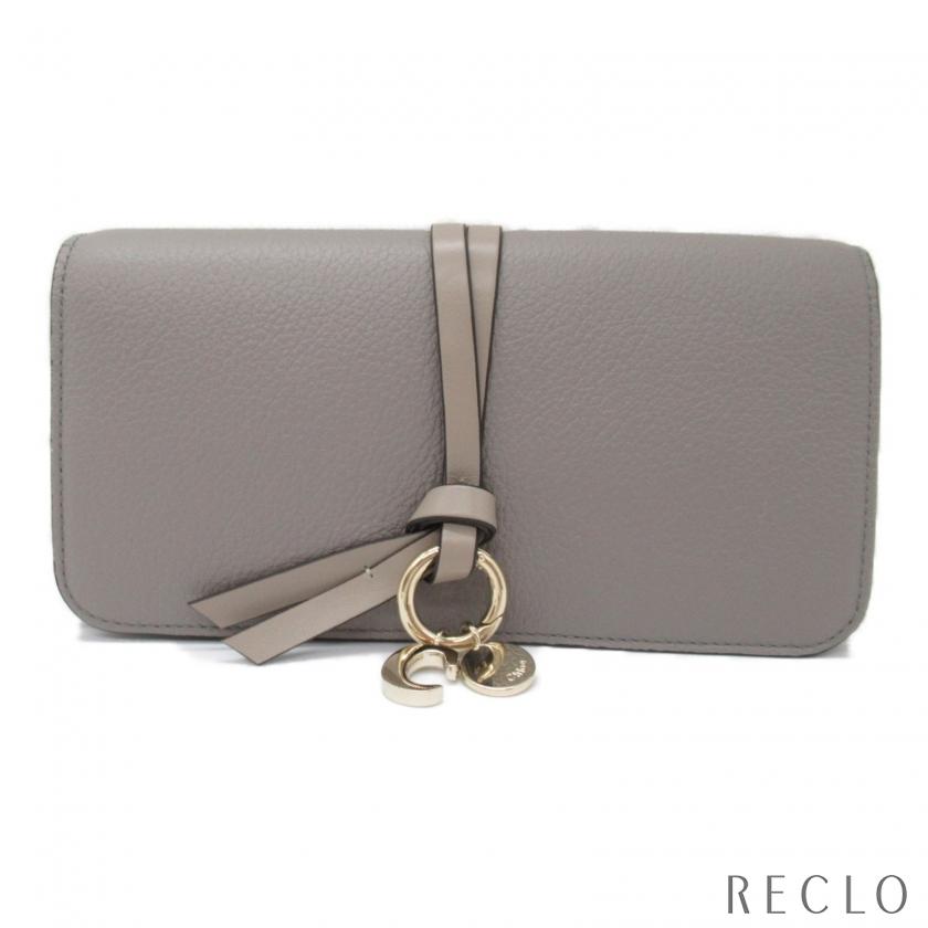 Chloe クロエ 二つ折り長財布 レザー グレー レディース 中古 : RECLO 