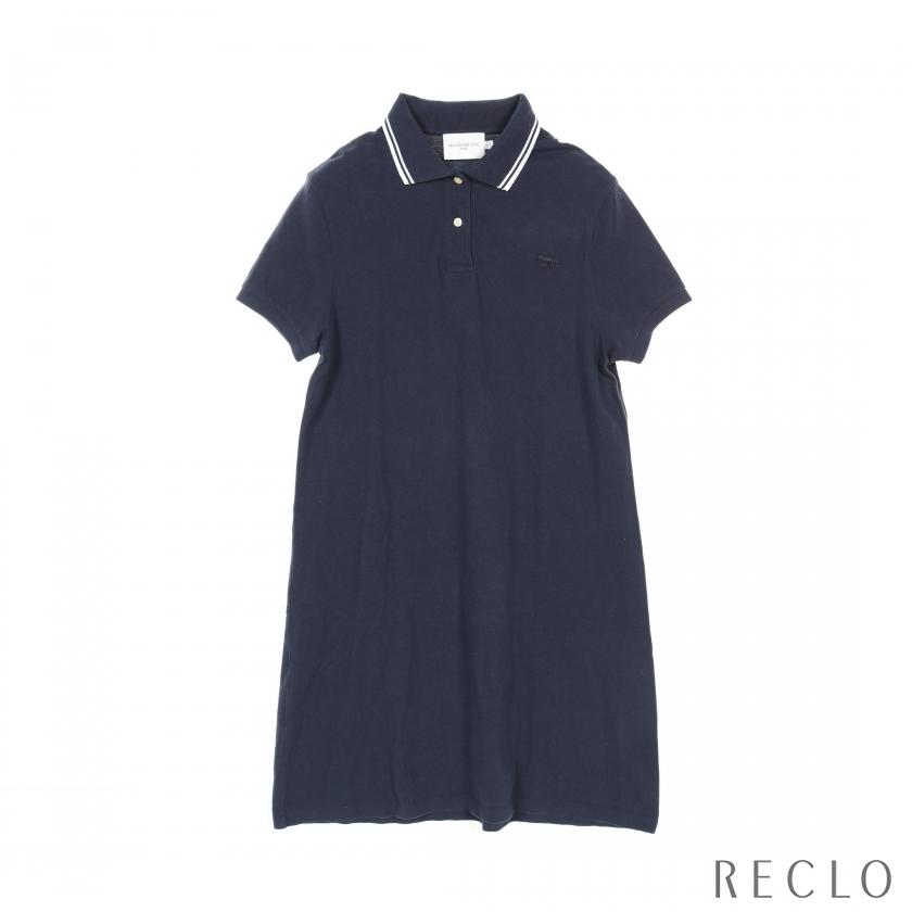 メゾンキツネ MAISON KITSUNE シャツワンピース コットン ネイビー 