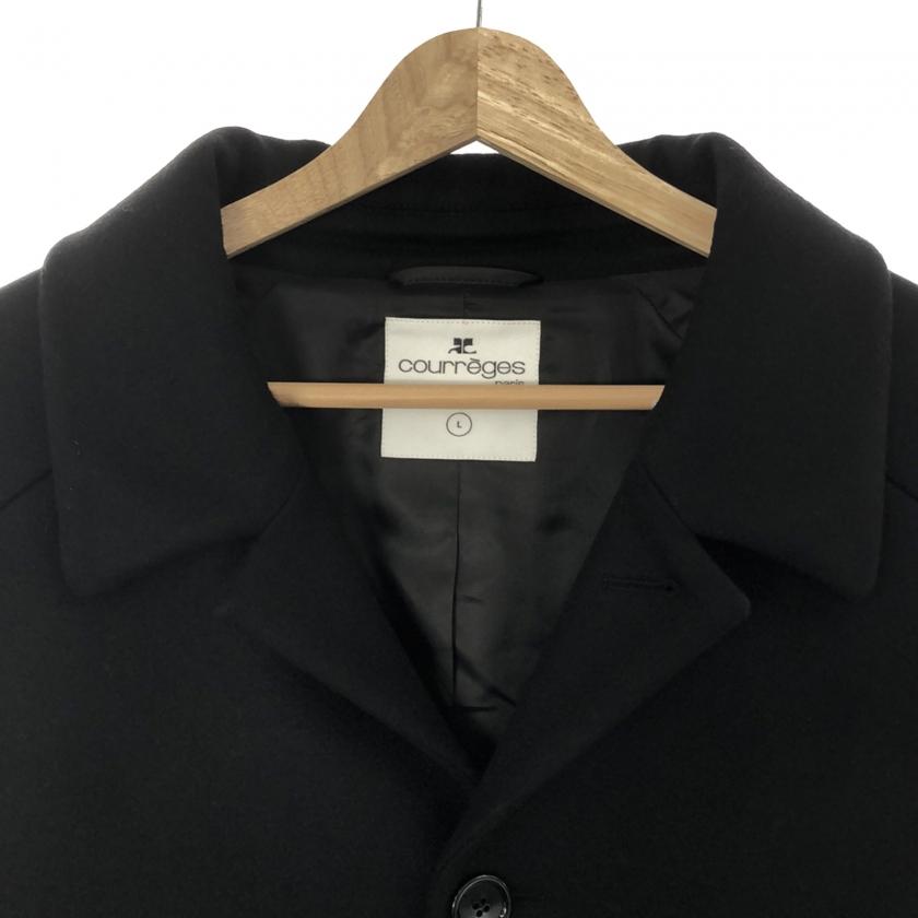 courreges（クレージュ） フード付 コート コート ウール ブラック