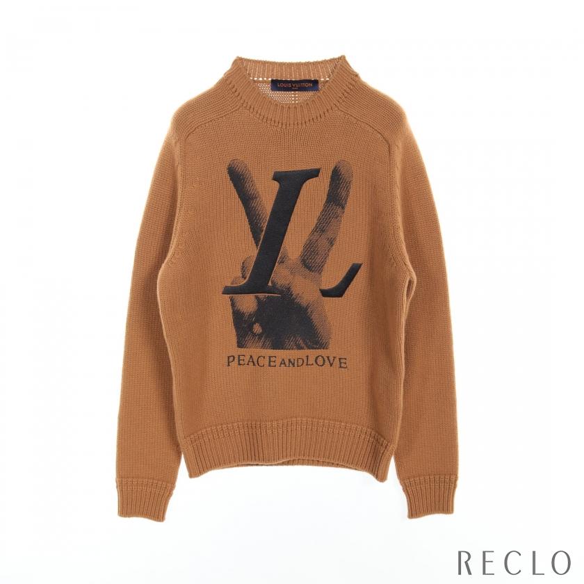 ルイヴィトン LOUIS VUITTON PEACE AND LOVE ニット カシミヤ ブラウン 