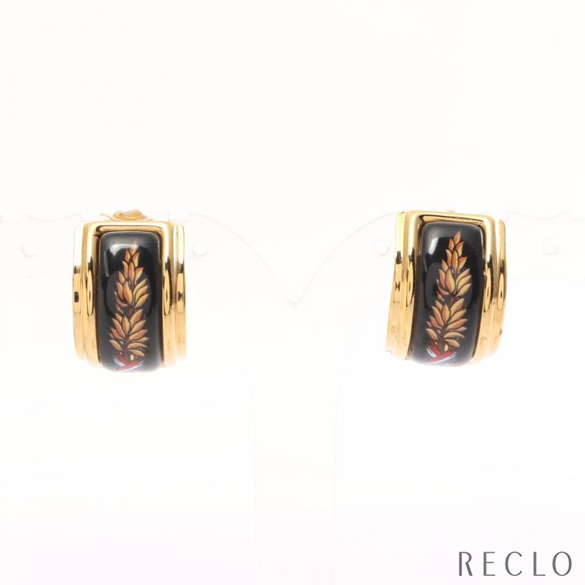 エルメス HERMES エマイユ イヤリング GP 七宝 ゴールド ブラック  