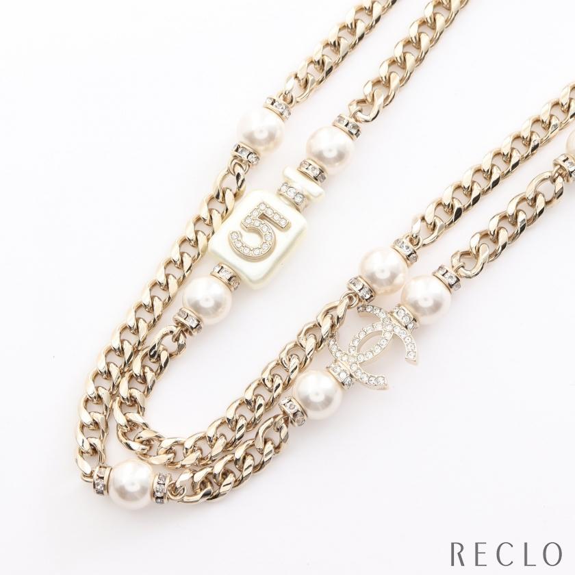 シャネル CHANEL ココマーク ロング ネックレス GP フェイクパール 