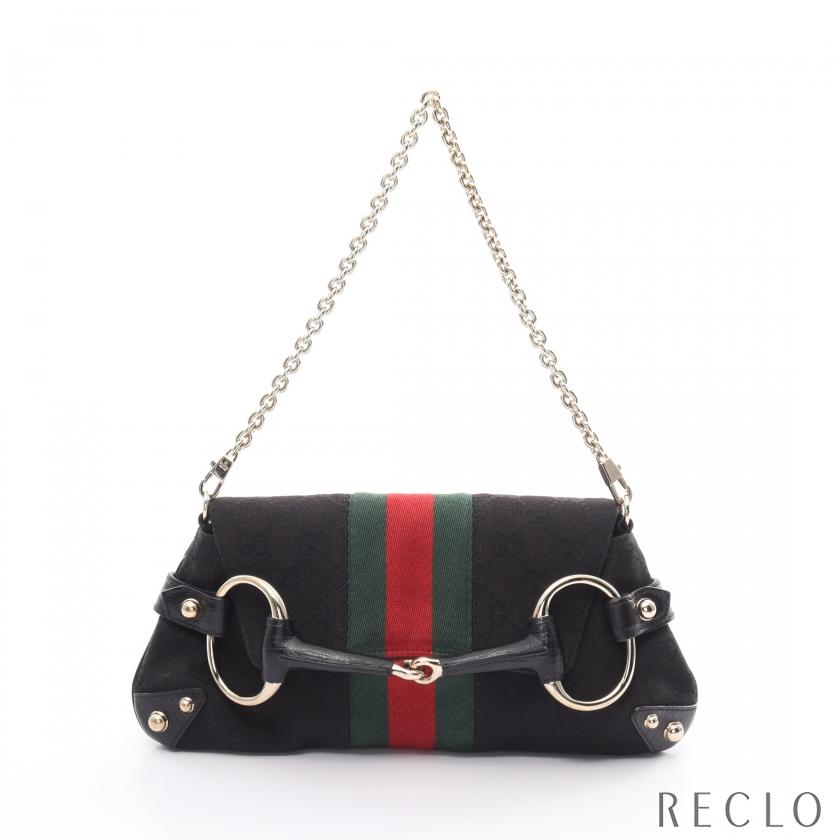 GUCCI グッチ ホースビット GGキャンバス シェリーライン チェーン 
