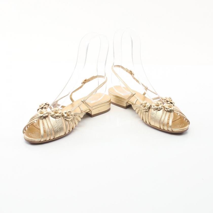 CHANEL カメリア　サンダル CHANEL シャネル カメリア サンダル レザー ゴールド G37005