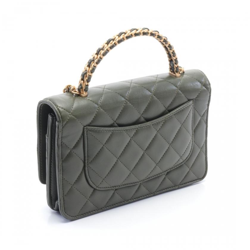 【CHANEL】チェーンウォレット チェーンウォレット - シャイニー ラムスキン、ブラック