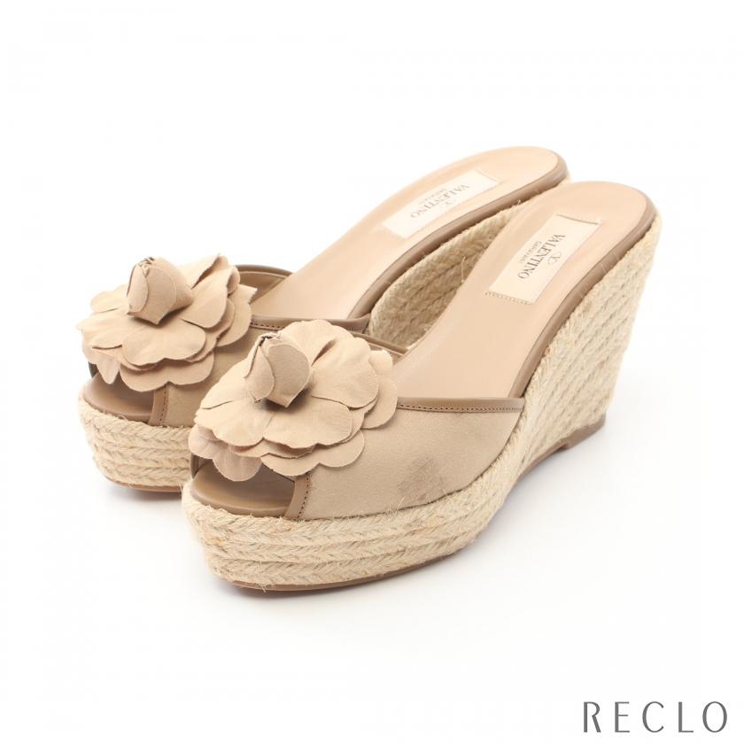 ヴァレンティノ VALENTINO サンダル ファブリック ベージュ フラワー 